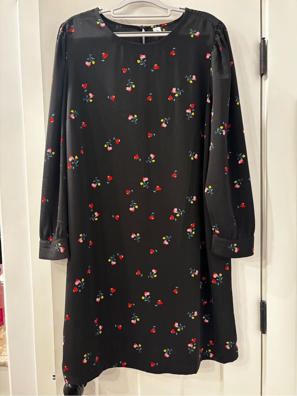 Old Navy Black Floral Long-Sleeve Shift Dress size XL